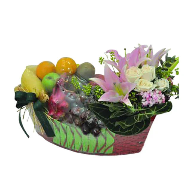 Nezaket Fresh Fruits Basket with Flowers Gift - Ramadan 2026