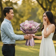 6 Pink Roses 6 Purple Roses - Cherry Lips