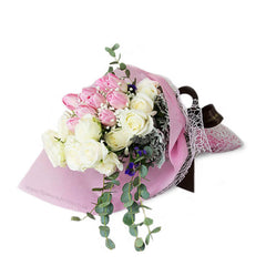 Blushing Sweet - Tulip Bouquet with Roses