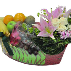 Nezaket Fresh Fruits Basket with Flowers Gift - Ramadan 2026