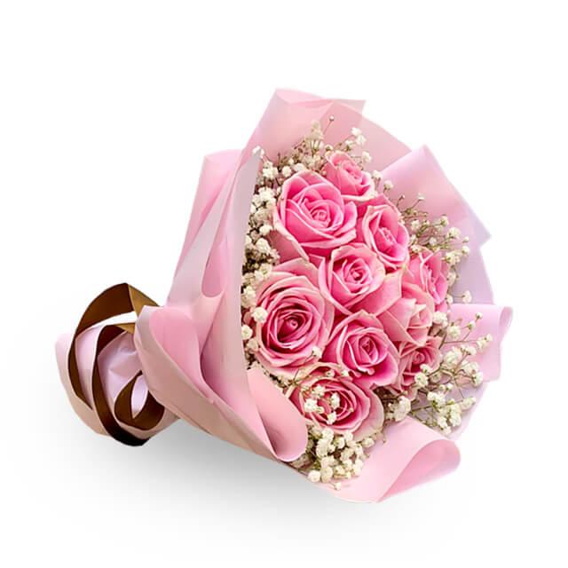 10 Pink Roses Bouquet - Spring Love