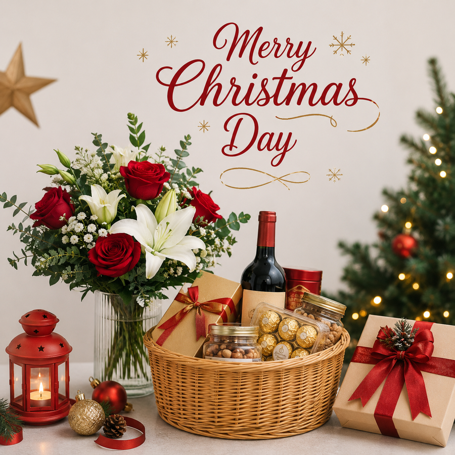 Christmas flowers, hampers and gifts arranged for recipients in Malaysia