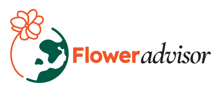 FlowerAdvisor logo with orange flower and green globe icon representing flower delivery in Malaysia