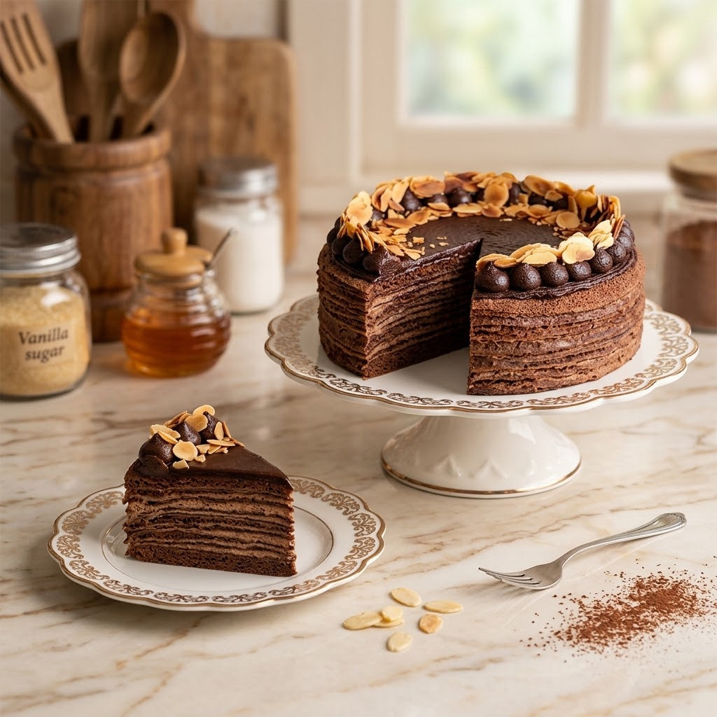 Double Chocolate Mille Crepe Cake