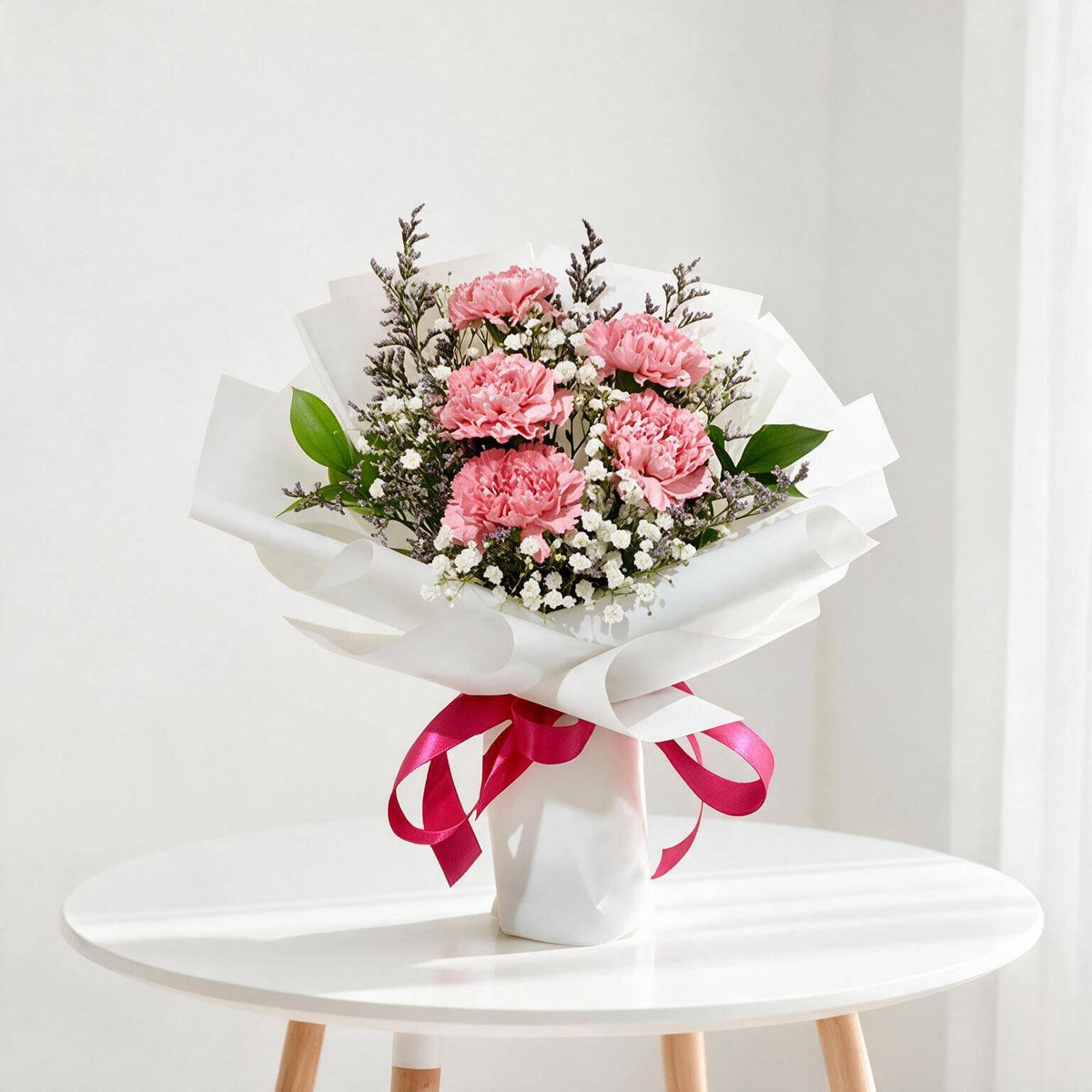 5 Carnations Bouquet with Baby Breath - Because You Are