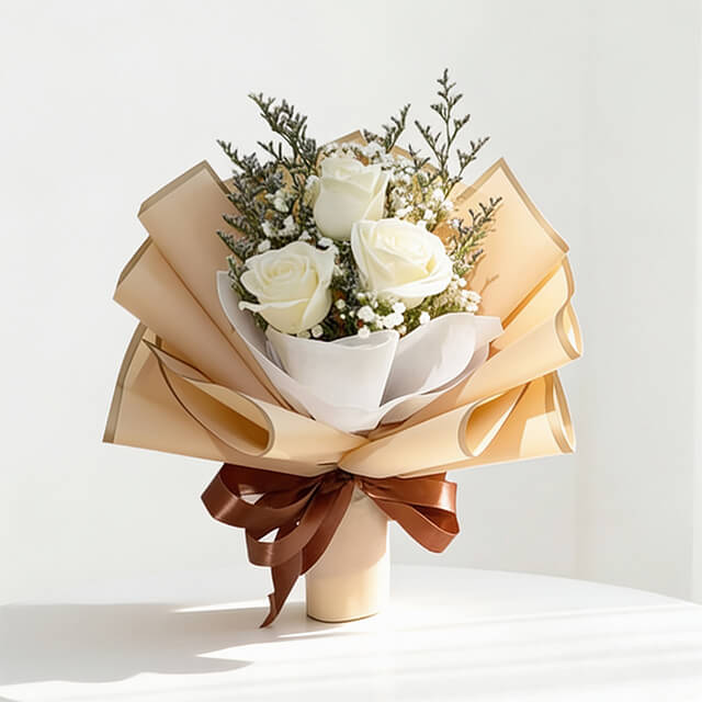 Elegant White Roses Bouquet - Calling It Love