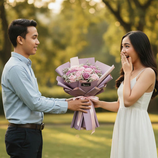 6 Pink Roses 6 Purple Roses - Cherry Lips