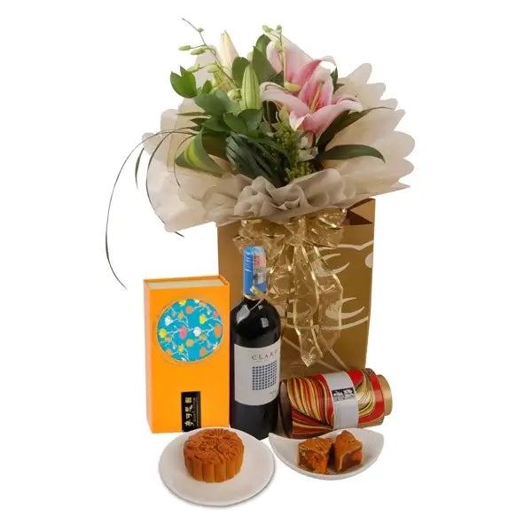 Winery Lunar – Mooncake, Wine & Lily Bouquet