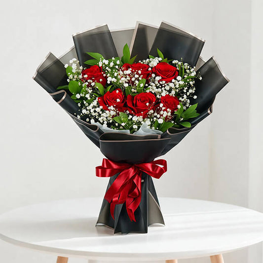 6 Red Rose Bouquet - The Reds