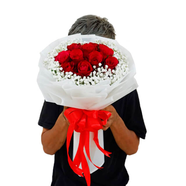 Elegant 10 Red Roses Bouquet - Jacqueline