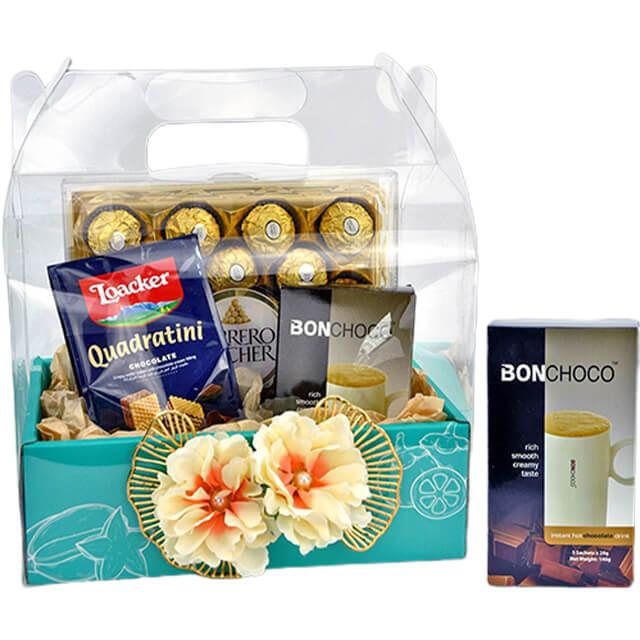 Heavenly Chocolate Bliss Gift Set - Ferrero Rocher, Boncafe Bonchoco & Loacker Quadratini