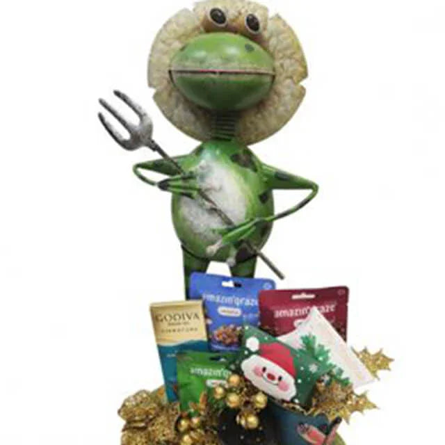 Nutty Choco Prescot - Garden Sculpture Planter with Yuletide Treats Hamper