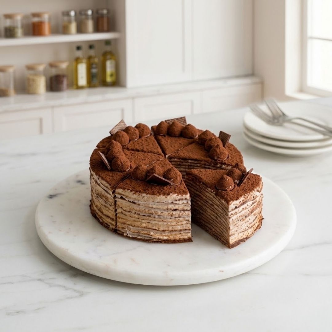 Tiramisu Mille Crepe Cake