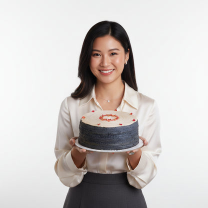 Close-up of the Hokkaido coffee mille crepe cake layers