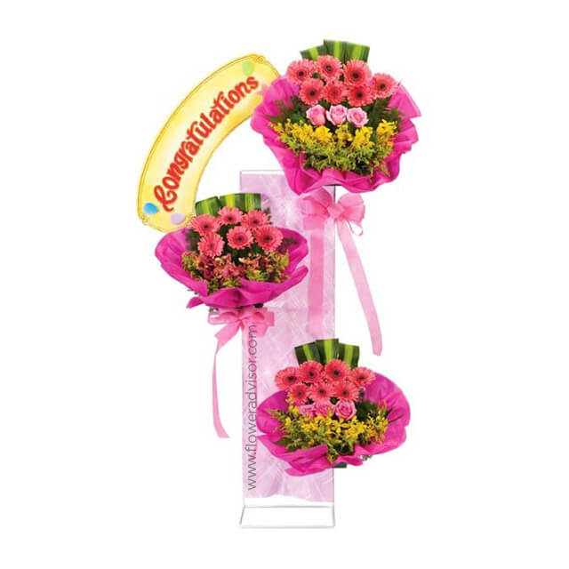Congratulations! Standing Arrangement of Pink